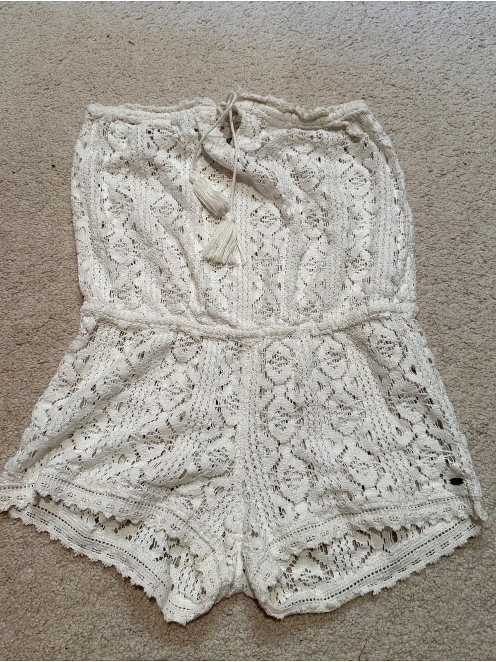 O’Neill cream Crochet Lace Strapless Romper